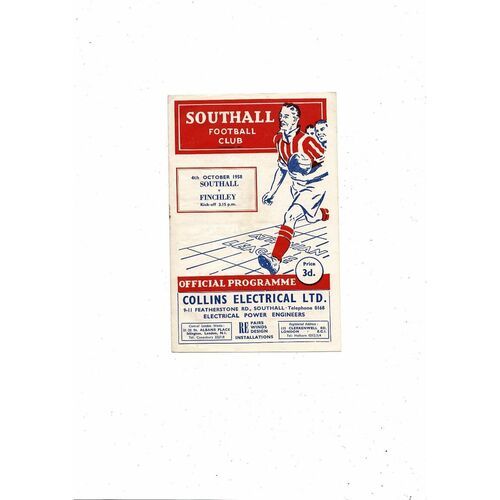 1958/59 Southall v Finchley Football Programme