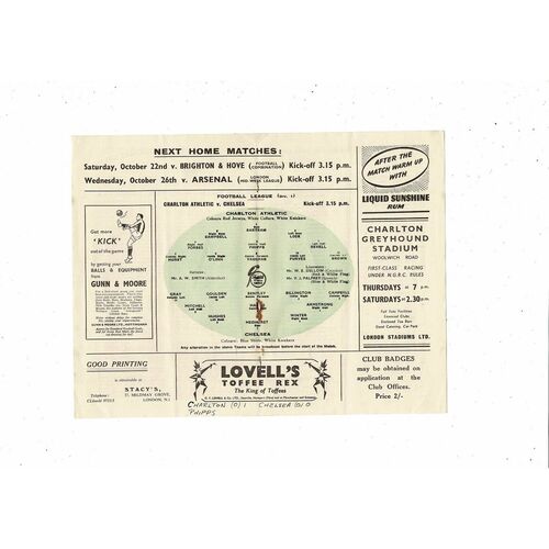 1949/50 Charlton Athletic v Chelsea Football Programme