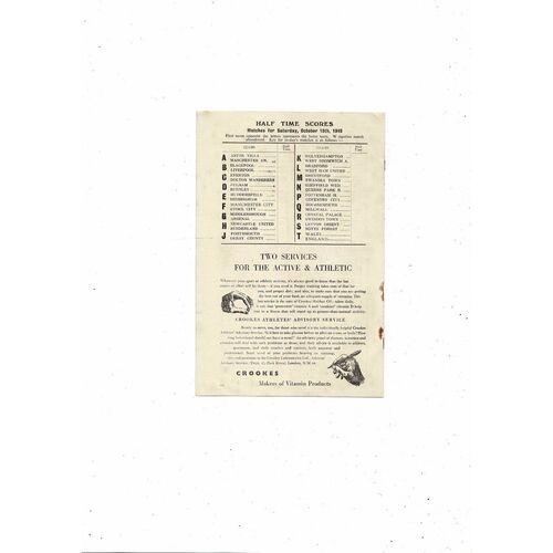 1949/50 Charlton Athletic v Chelsea Football Programme