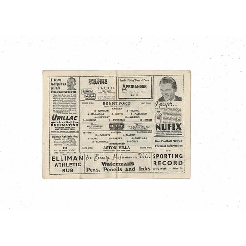 1946/47 Brentford v Leicester City FA Cup Football Programme