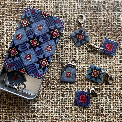 Indigo Dreams Crochet Stitch Markers in a Tin from Emma Ball by Janie Crow