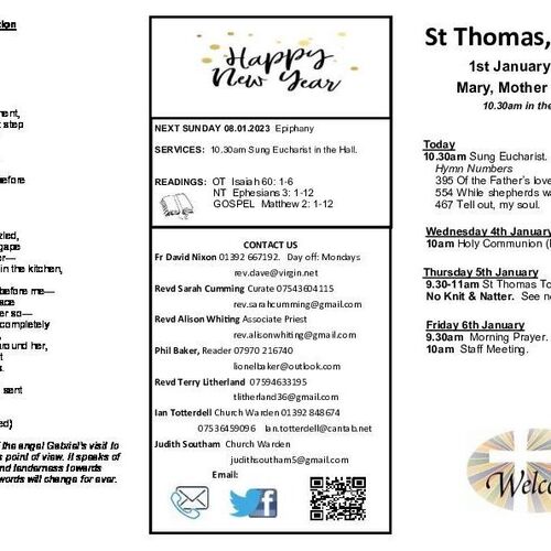 Pew Sheet | The Parish of St Thomas, Exeter