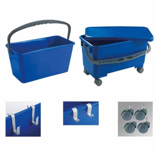 Window Cleaners Bucket 24 Litre complete with Castors and Hooks
