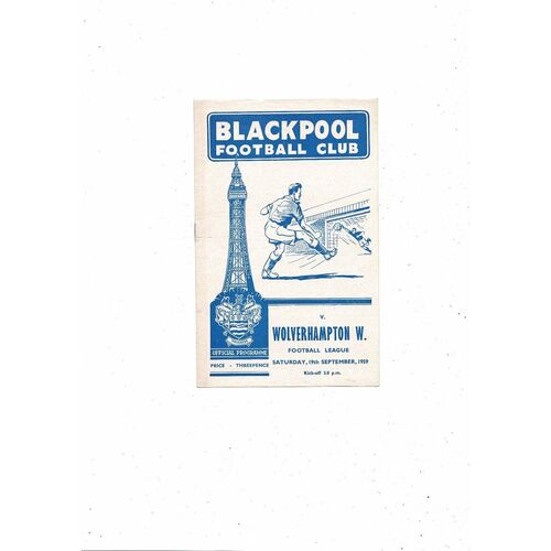 1959/60 Blackpool v Wolves Football Programme