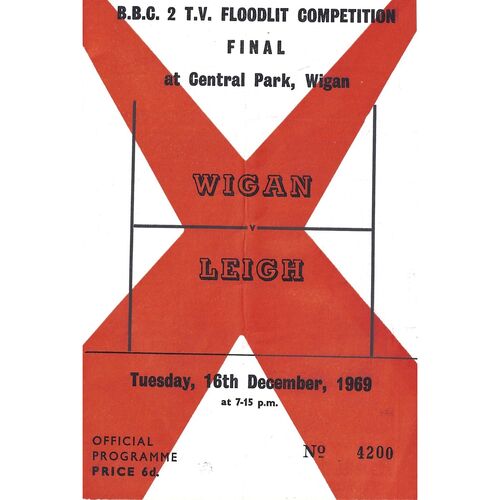 1969/70 Wigan v Leigh (16/12/1969) BBC2 Floodlight Competition Final Rugby League Programme