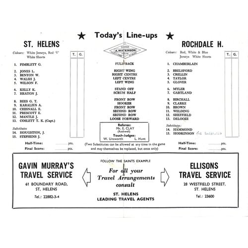 1971/72 St. Helens v Rochdale Hornets (14/12/1971) BBC2 Floodlight Rugby League Competition Final