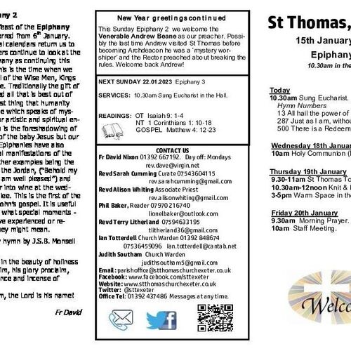 Pew Sheet | The Parish of St Thomas, Exeter
