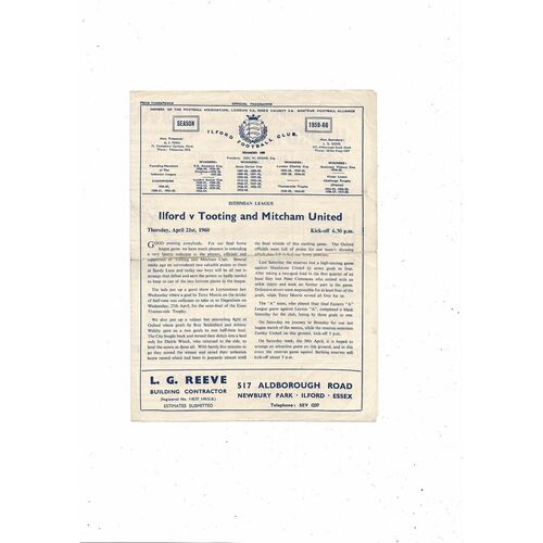 Non-League 1950s & 60s Football Programmes