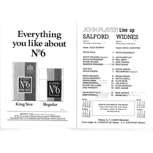 1979/80 Salford v Widnes (03/11/1979) John Player Trophy Semi Final Rugby League Programme