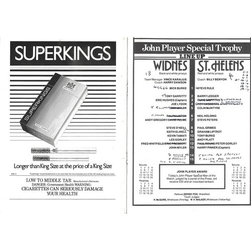 1983/84 Widnes v St. Helens (17/12/1983) John Player Special Trophy Semi Final Rugby League Programme