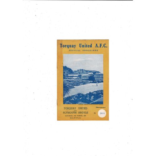 1957/58 Torquay United v Plymouth Argyle Football Programme