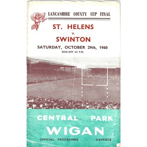 1960 St. Helens v Swinton (29/10/1960) Lancashire County Challenge Cup Final Rugby League Programme