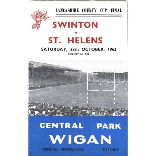 1962 Swinton v St. Helens (27/10/1962) Lancashire County Challenge Cup Final Rugby League Programme