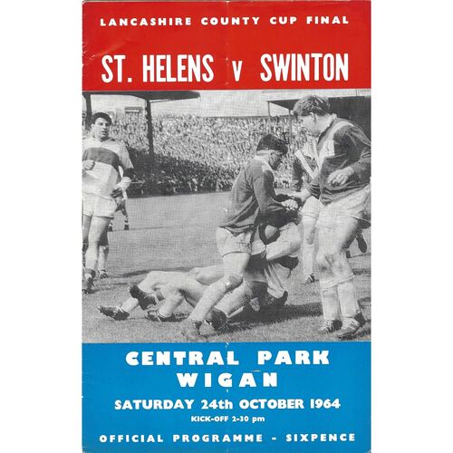 1964 St. Helens v Swinton (24/10/1964) Lancashire County Challenge Cup Final Rugby League Programme