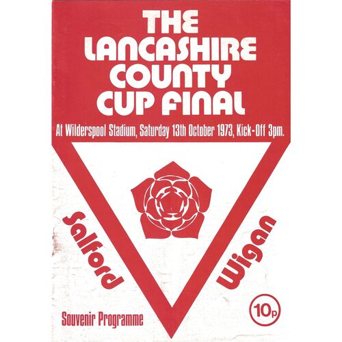 1973 Salford v Wigan (13/10/1973) Lancashire County Challenge Cup Final Rugby League Programme