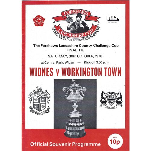 1976 Widnes v Workington Town (30/10/1976) Lancashire County Challenge Cup Final Rugby League Programme
