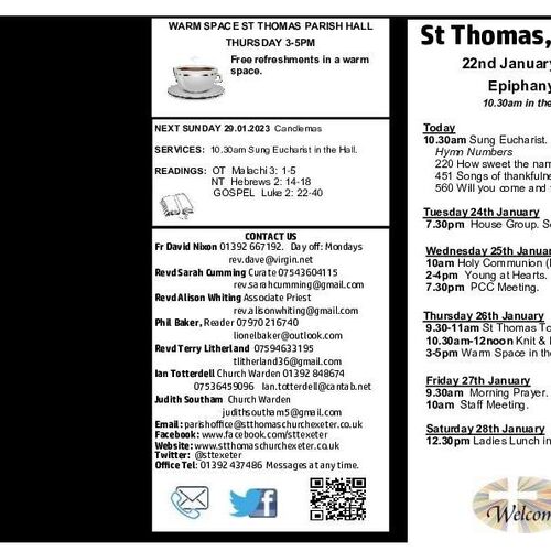 Pew Sheet | The Parish of St Thomas, Exeter