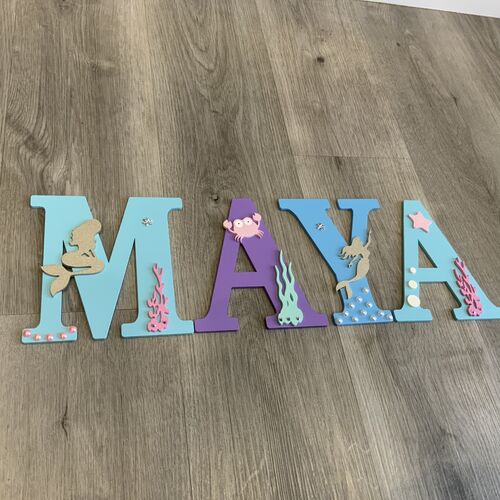 Personalised Mermaid Name Letters – Girls Bedroom & Nursery Wall Decor