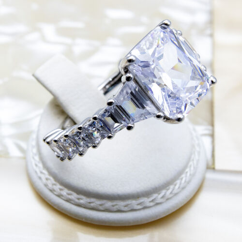 Tycoon Cut Rhodium Plated 925 Sterling Silver Ring