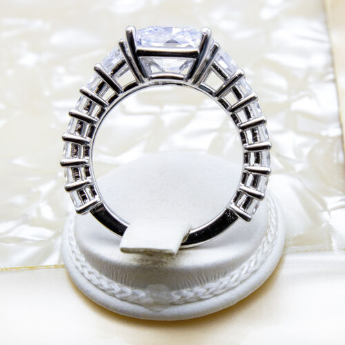 Tycoon Cut Rhodium Plated 925 Sterling Silver Ring