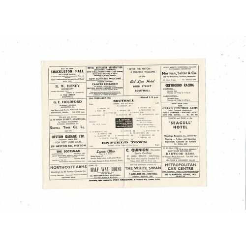 1955/56 Southall v Enfield Athenian League Football Programme