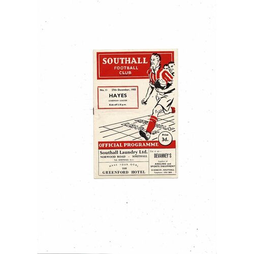 1955/56 Southall v Hayes Athenian League Football Programme
