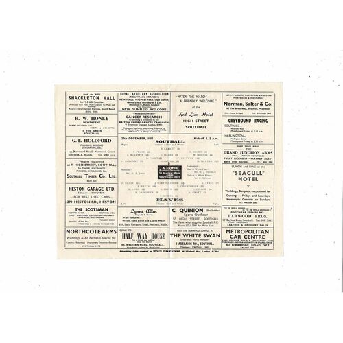 1955/56 Southall v Hayes Athenian League Football Programme