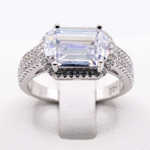 Vintage Style Zirconia Set on Silver and Rhodium