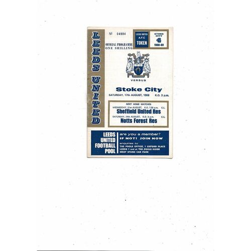1968/69 Leeds United v Stoke City Football Programme