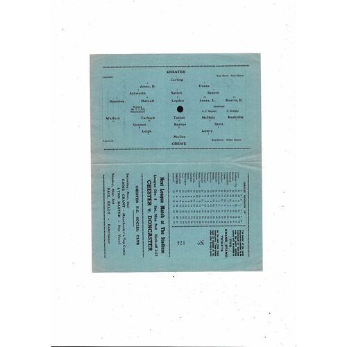 1967/68 Chester v Crewe Alexandra Cheshire Bowl Semi Final Football Programme