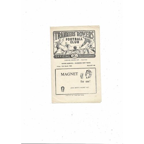 1964/65 Tranmere v Ellesmere Port Cheshire Cup Semi Final Football Programme