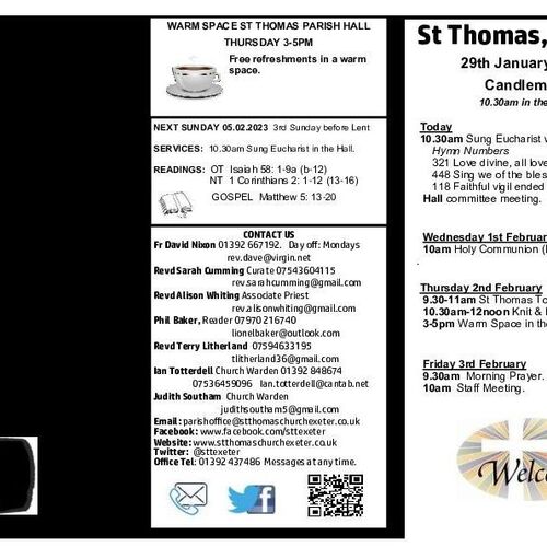 Pew Sheet | The Parish of St Thomas, Exeter