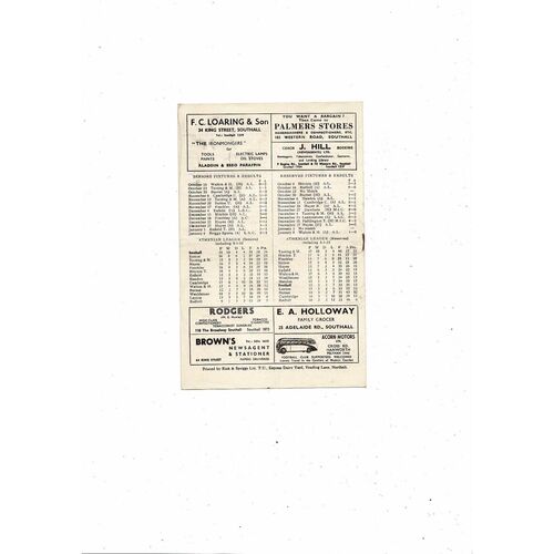 1954/55 Southall v Briggs Sports Athenian League Football Programme