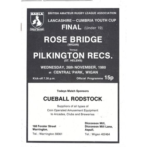 BARLA Lancashire/Cumbria Youth Cup Final Programmes