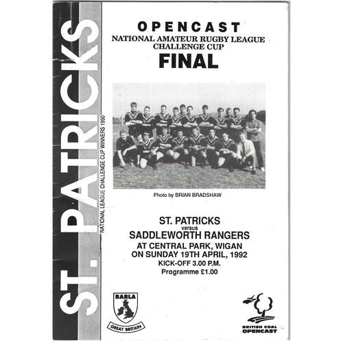 BARLA National Amateur Rugby League Challenge Cup Final Programmes