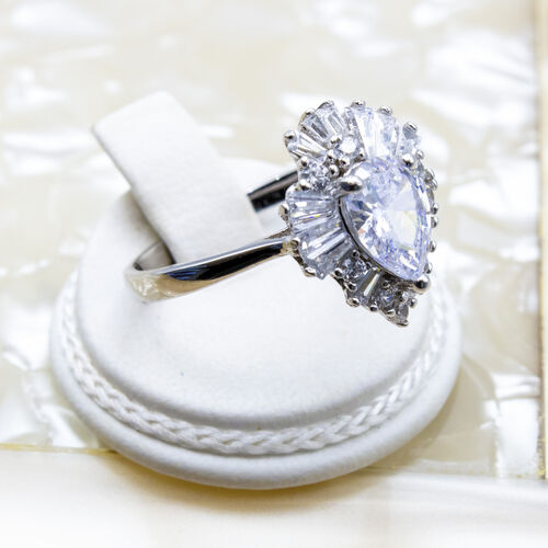 925 Sterling Silver Ring Plated in Rhodium