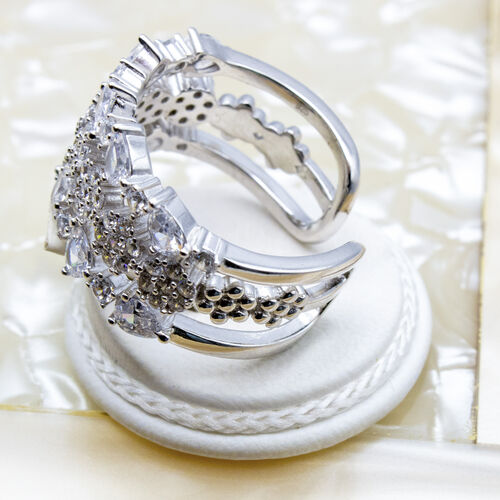 925 Sterling Silver Ring Plated in Rhodium