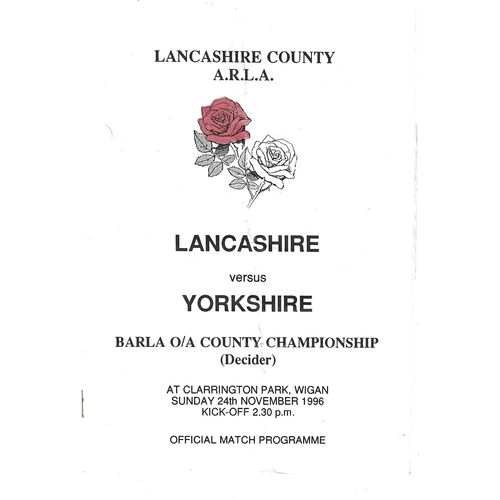 BARLA Lancashire/Yorkshire Cup Final Rugby League Programmes