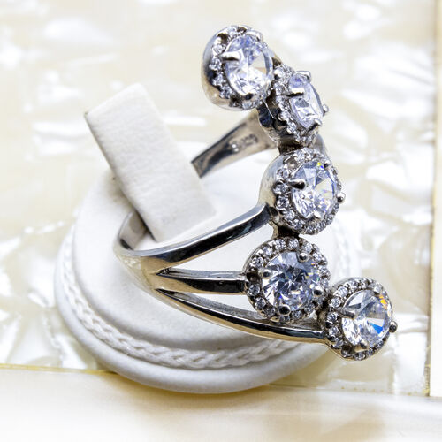 Art Nouveau Style 925 Sterling Silver Ring with Rhodium