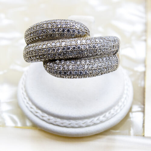 Multi Band Pave Setting 925 Sterling Silver Ring