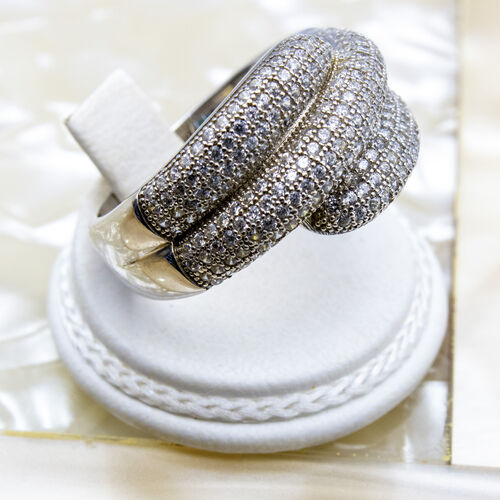Multi Band Pave Setting 925 Sterling Silver Ring