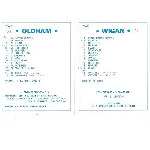 1980 Oldham V Wigan (26/03/1980) Denis Davies Trophy U15's Final Rugby League Programme