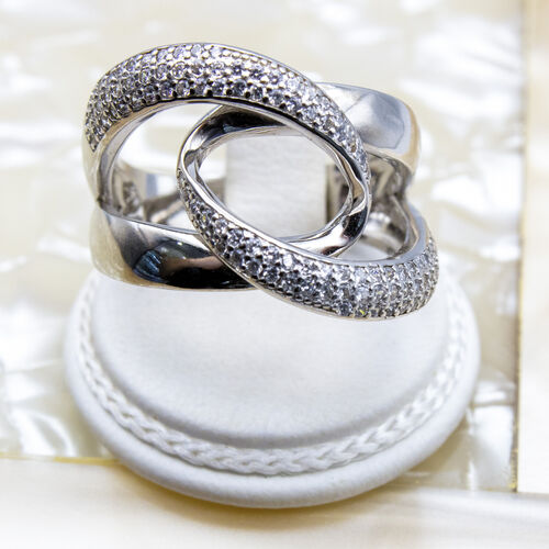 Interlocking Twist Setting 925 Sterling Silver Ring