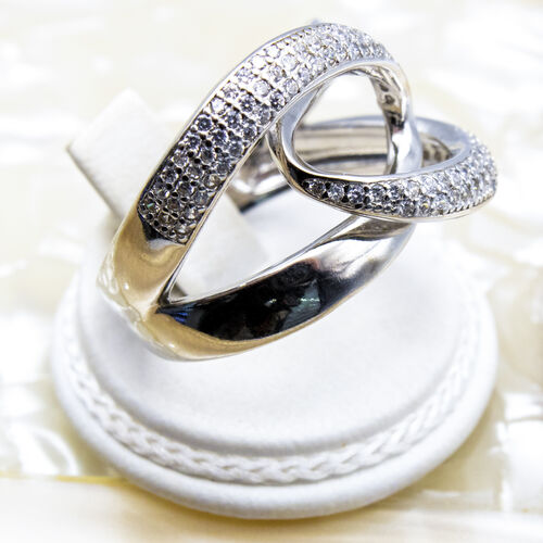 Interlocking Twist Setting 925 Sterling Silver Ring