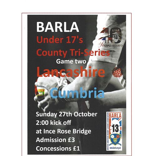 BARLA Under 17's County Tri-Series Rugby League Programmes
