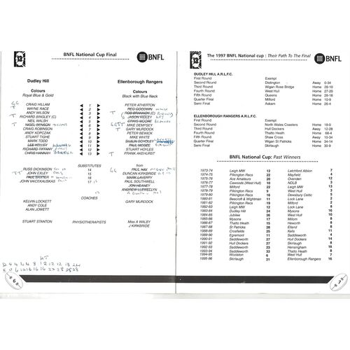 1997 Dudley Hill v Ellenborough Rangers (24/05/1997) BARLA B.N.F.L National Cup Final Rugby League Programme