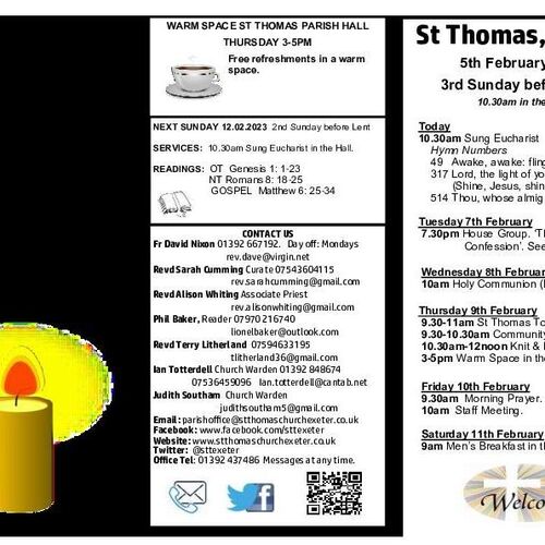 Pew Sheet | The Parish of St Thomas, Exeter