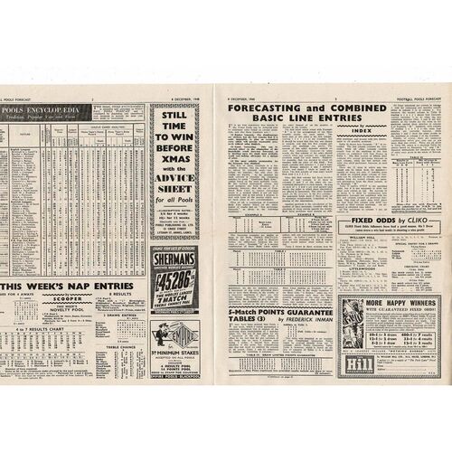 1948 Football Pools Forecast December 8th 4 page Newspaper