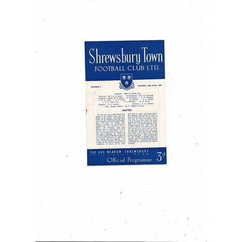 1954/55 Shrewsbury Town v Brentford Football Programme