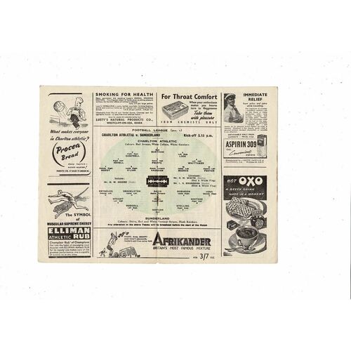 1947/48 Charlton Athletic v Sunderland Football Programme